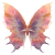 larger butterfly with gold purple and pink wings